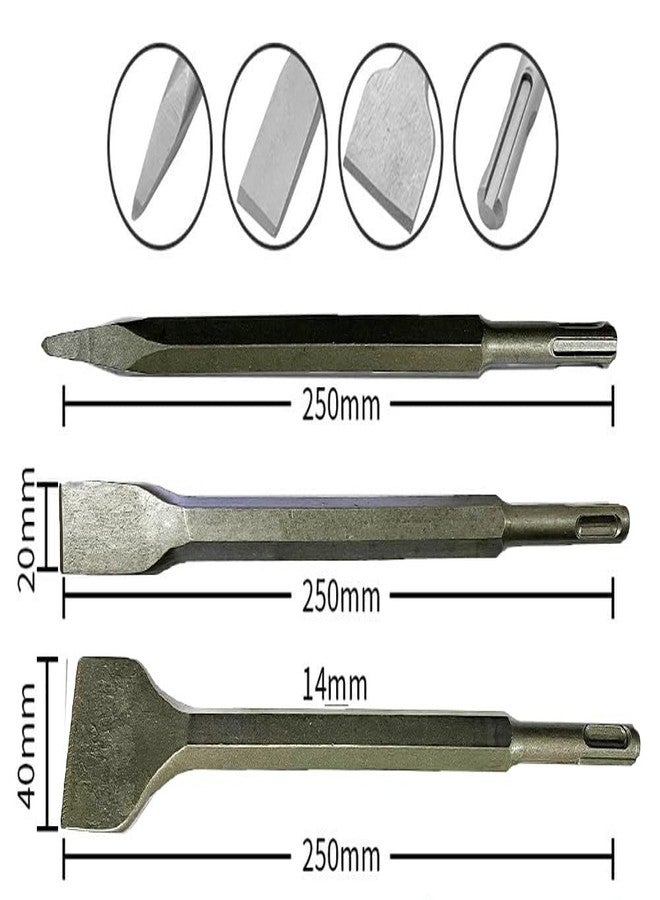 Inditrust مجموعة إزميل إنديتراست SDS-Plus، 3 قطع، 14×250، 14×250×20، 14×250×40 مم، إزميل متعدد الاستخدامات للتطبيقات المسطحة، والبلاط، والنقاط - Image 2